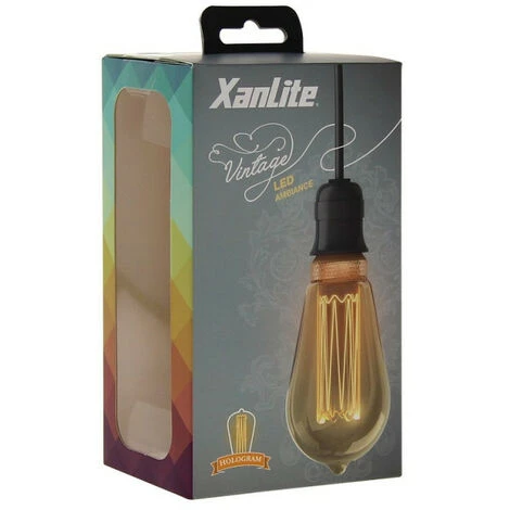 XANLITE - Ampoule LED Déco Hologramme EDISON Au Verre Ambré, Culot E27, 4W Cons., 200 Lumens, Lumière Blanc Chaud - RFDHE200STS â Image 5