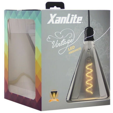 XANLITE - Ampoule LED Déco Triangle Au Verre Fumé, Culot E27, 4W Cons., 200 Lumens, Lumière Blanc Chaud - RFDE400T150F â Image 5