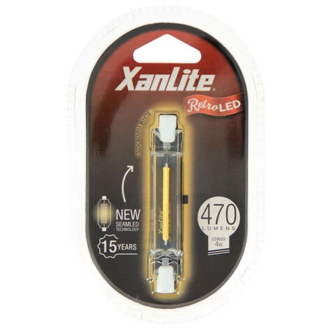 XANLITE - Ampoule RetroLED Crayon, Culot R7S, 4W Cons. (48W Eq.), 470 Lumens, Lumière Blanc Chaud - ALR7S600 â Image 3