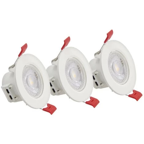 XANLITE - Lot De 3 Spots Encastrable LED Intégrés - Orientable - Cons. 4.5W (eq. 50W) - 345 Lumens - Blanc Chaud - PACK3SEL345