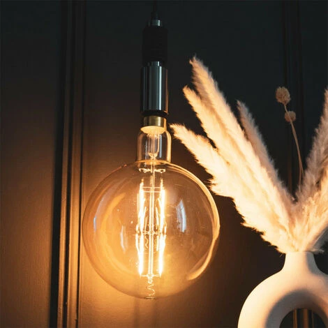 XANLITE - Ampoule LED Déco Globe Giant (XXL) Au Verre Ambré, Culot E27, 8W Cons. (60W Eq.), 800 Lumens, Lumière Blanc Chaud - RFDGE500B200AD â Image 2