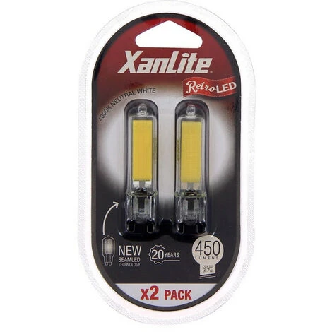 XANLITE - Pack De 2 Ampoules RetroLED Caspule, Culot G9, 3,7W Cons. (40W Eq.), 450 Lumens, Lumière Blanc Neutre - PACK2ALG9400CW â Image 4