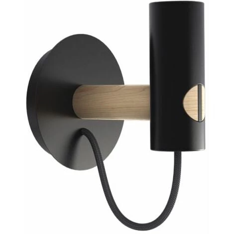 XANLITE - Applique Tenon En Bois Naturel Et Métal Noir, Culot E27 - XDATENONWB