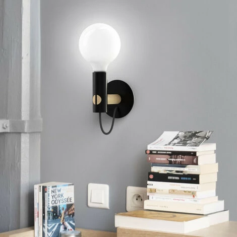 XANLITE - Applique Tenon En Bois Naturel Et Métal Noir, Culot E27 - XDATENONWB â Image 2