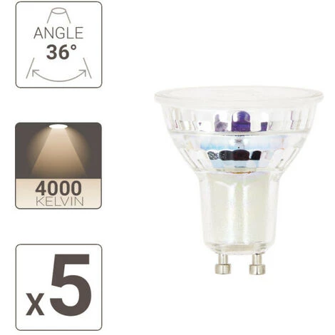 XANLITE - Lot X5 Ampoules LED Spot, Culot GU10, Conso 4,8 W, Eq. 50 W, Blanc Neutre - PACK5RCXG50SCW â Image 3