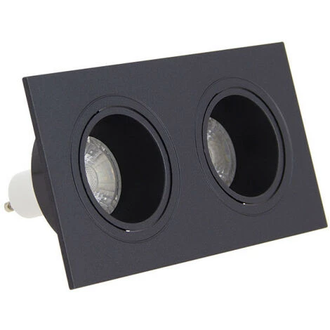 XANLITE - Spot 2 Têtes GU10 50W 2700K Carré Orientable Noir IP20 - SP502TCAN
