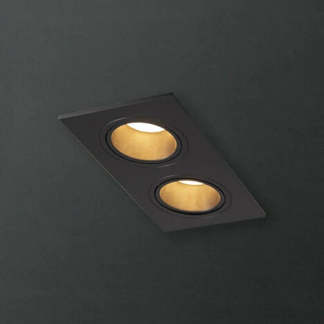 XANLITE - Spot 2 Têtes GU10 50W 2700K Carré Orientable Noir IP20 - SP502TCAN â Image 2