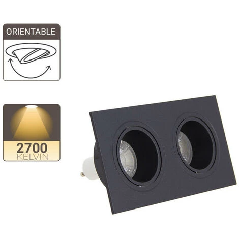 XANLITE - Spot 2 Têtes GU10 50W 2700K Carré Orientable Noir IP20 - SP502TCAN â Image 4