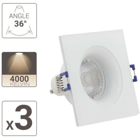 XANLITE - Lot 3 Spots GU10 50W 4000K Carré Blanc IP44 - PAK3SP50CIP44BCW â Image 4