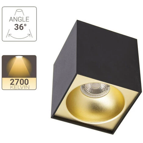 XANLITE - Plafonnier GU10 50W 2700K Carré Large Noir Et Or - PL50CLNO â Image 4