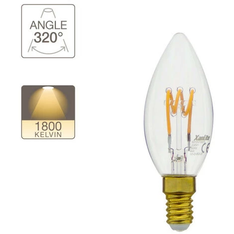 XANLITE - Ampoule LED Flamme / Vintage, Culot E14, 4W Cons. (18W Eq.), 180 Lumens, Lumière Blanc Chaud - RFDV130FS â Image 3