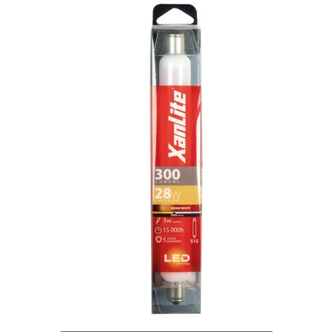 XANLITE - Tube LED S15, 3W .cons (28W .eq), Lumière Blanche Chaude - S15LED300 – Image 5
