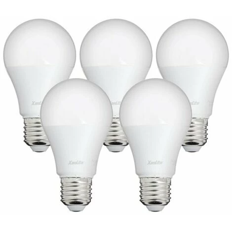 XANLITE - Lot X5 Ampoules LED Standard, Culot E27, Cons. 9W, Eq. 60W, Blanc Chaud - PACK5EE806G
