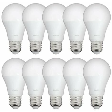 XANLITE - Lot De 10 Ampoules LED A60, Culot E27, 9W Cons. (60W Eq.), Lumière Blanc Neutre - PACK10EE806GCW