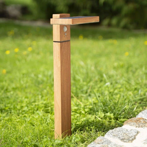 XANLITE - Borne Solaire 50cm IP44 600 Lumens - Détecteur De Mouvements - 3 Modes De Fonctionnement - Finitions Bois - SO1911W â Image 3