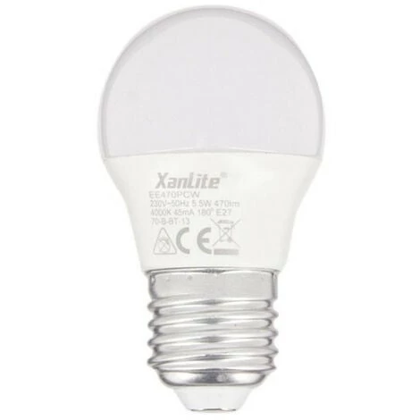 XANLITE - Ampoule LED P45, Culot E27, 5,3W Cons. (40W Eq.), Lumière Blanc Neutre - EE470PCW