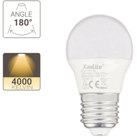 XANLITE - Ampoule LED P45, Culot E27, 5,3W Cons. (40W Eq.), Lumière Blanc Neutre - EE470PCW â Image 5