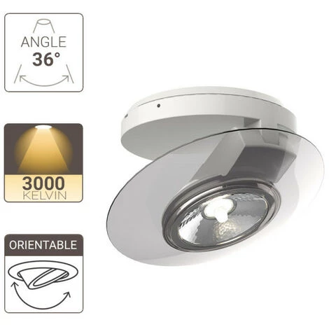 XANLITE - Spot En Saillie LED - Orientable - Bague Transparente - Cons. 4,5W (eq. 40W) - 300 Lumens - Blanc Chaud - SPEST350 – Image 2