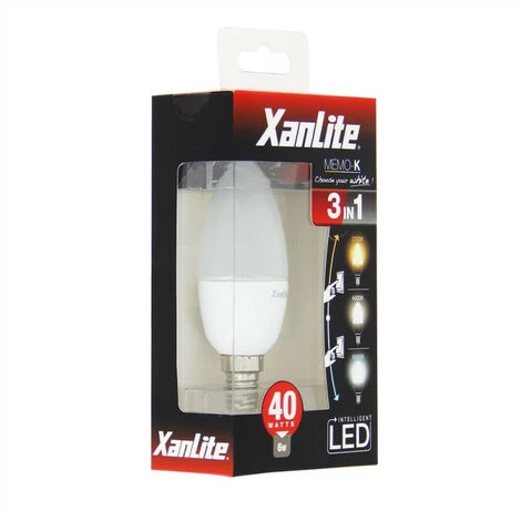 XANLITE - Ampoule LED Flamme, Culot E14, 6W Cons. (40W Eq.), CCT Température De Lumière Variable 2700k - 6000k - SV40FCCT â Image 4