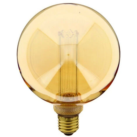 Xanlite - Ampoule LED Déco Hologramme Globe (G125) Au Verre Ambré, Culot E27, 4W Cons., 200 Lumens, Lumière Blanc Chaud - RFDHE200B125S