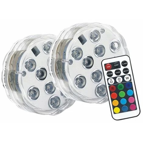 XANLITE - Lot De 2 Lampes Flottantes à Piles Avec Télécommande 10 LED RVB IP68 - PACK2LPIP68RVB