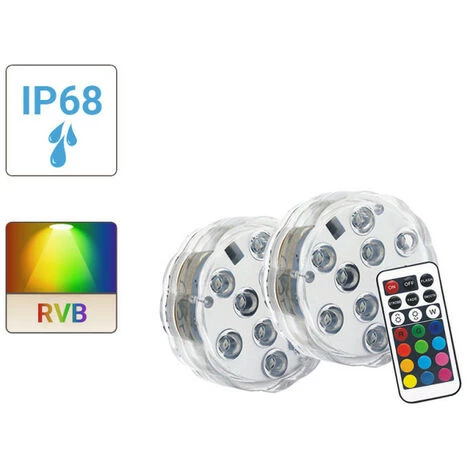 XANLITE - Lot De 2 Lampes Flottantes à Piles Avec Télécommande 10 LED RVB IP68 - PACK2LPIP68RVB â Image 5