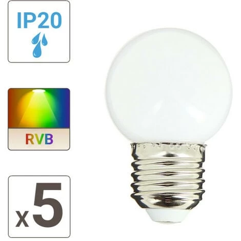 XANLITE - Lot De 5 Ampoules LED, Culot E27, RVB, Spécial Extérieur - PACK5EEGRLPRVBJR â Image 4