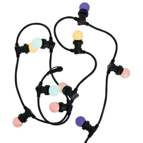 XANLITE - Guirlande Guinguette LED Noire, X10 Ampoules RVB E27 Incluses, 5m Extensible - GRL5230VBP45RVBJR