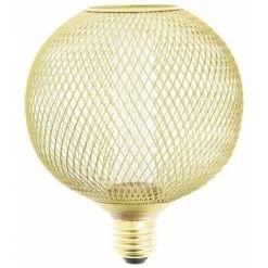 XANLITE - Ampoule Déco Cage Boule Doré, Culot E27, Hologramme, Blanc Chaud - RFDHE150BCAL