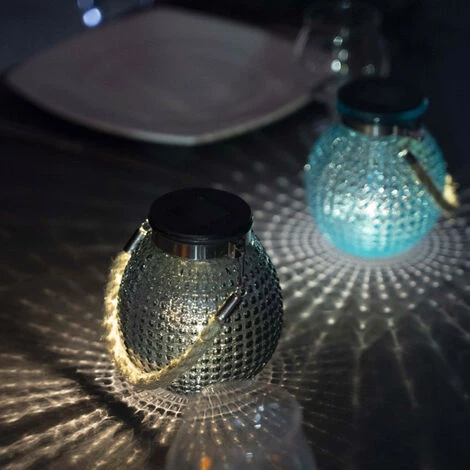 XANLITE - Lanterne Solaire Boule IP44 - Finition Verre Teinté - Bleu Ou Gris - SOLABVT â Image 2