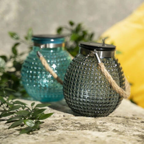 XANLITE - Lanterne Solaire Boule IP44 - Finition Verre Teinté - Bleu Ou Gris - SOLABVT â Image 3