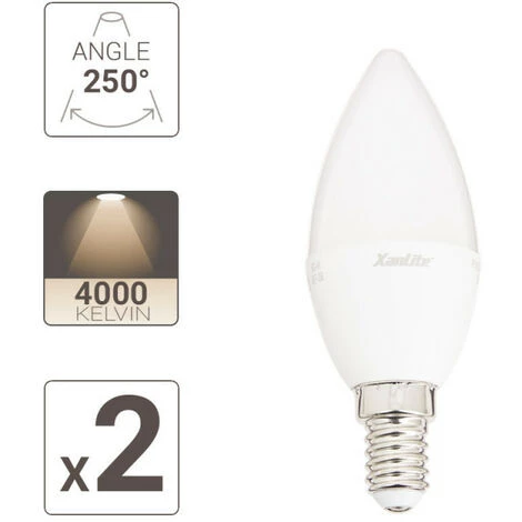 XANLITE - Ampoule LED Flamme, Culot E14, 5W Cons. (40W Eq.), Lumière Blanc Neutre - PACK2EV470FCW â Image 3