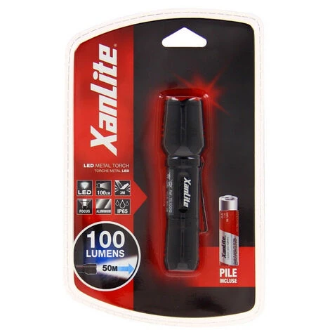 XANLITE - Lampe Torche LED Métallique, X3 Modes D'Eclairage, 100 Lumens, Pile Incluse - TO100XS â Image 5