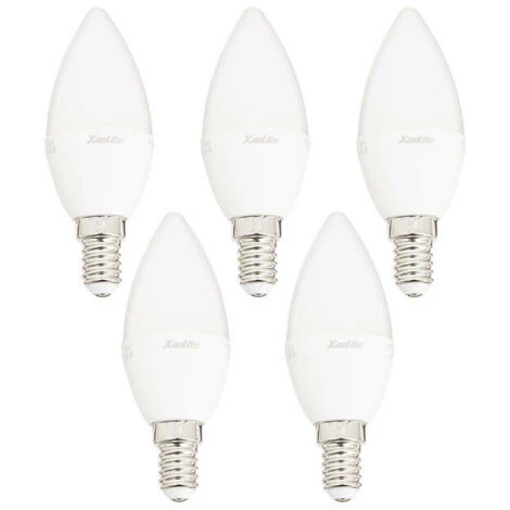 XANLITE - Lot X5 Ampoules LED Flamme, Culot E14, 5,5W Cons. (40 W éq), Lumière Blanc Chaud - PACK5EV470F