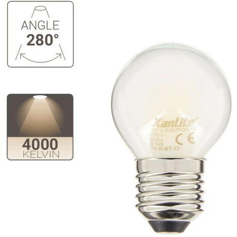 XANLITE - Ampoule LED Filament P45, Culot E27, 6,5W Cons. (60W Eq.), 4000K Blanc Neutre - RFE806POCW â Image 3