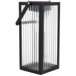 XANLITE - Lanterne Solaire Nomade 26cm IP44 - Verre Ciselé & Métal - Noir - SOLARVC