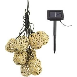 XANLITE - Guirlande Solaire Naturelle 5m IP44 - 10 Boules - Rotin - GRL5NAT