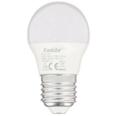 XANLITE - Ampoule LED P45, Culot E27, 6 Cons. (40W Eq.), Lumière Blanc Chaud - EE470P