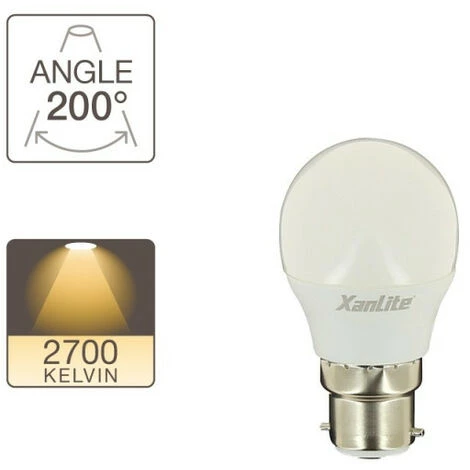 XANLITE - Ampoule LED P45, Culot B22, 5,3W Cons. (40W Eq.), Lumière Blanc Chaud - EB470P â Image 5