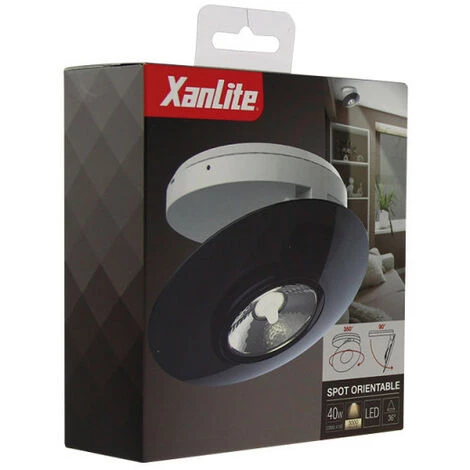 XANLITE - Spot En Saillie LED - Orientable - Bague Grise - Cons. 4,5W (eq. 40W) - 300 Lumens - Blanc Chaud - SPESG350 â Image 4