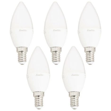 XANLITE - Lot X5 Ampoules LED Flamme, Culot E14, 5,5W Cons. (40W éq.), Lumière Blanc Neutre - PACK5EV470FCW