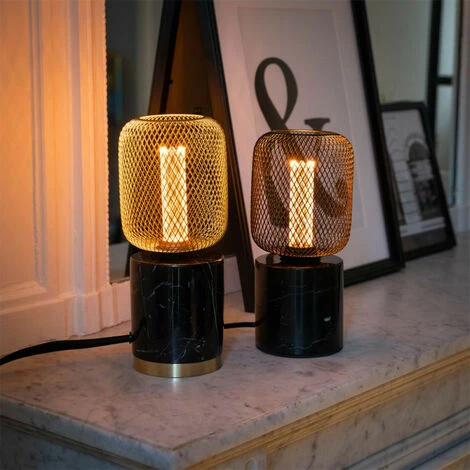 XANLITE - Ampoule Déco Cage Cylindre Doré, Culot E27, Hologramme, Blanc Chaud - RFDHE150CCAL â Image 3