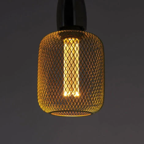 XANLITE - Ampoule Déco Cage Cylindre Doré, Culot E27, Hologramme, Blanc Chaud - RFDHE150CCAL â Image 4