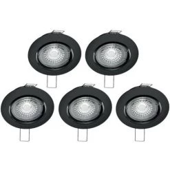 XANLITE - Lot De 5 Spots Noirs Encastrables LED Avec Ampoules Incluses, Culot GU10, 345 Lumens, équivalence 50 W, 4000K, Blanc Neutre - PACK5SP50ANCW