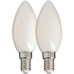 XANLITE - Lot De 2 Ampoules Filament LED Flamme Opaque, Culot E14, 470 Lumens, Equivalence 40W, 4000 Kelvins, Blanc Neutre - PACK2RFV470FOCW