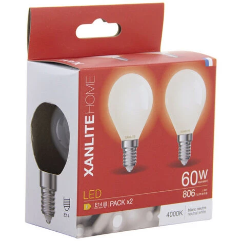 XANLITE - Lot De 2 Ampoules Filament LED, Culot E14, 806 Lumens, Conso. 6,5W (eq. 60W) , 4000K, Blanc Neutre - PACK2RFV806POCW â Image 5