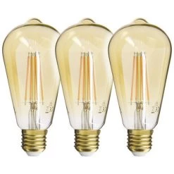 Xanlite - Lot De 3 Ampoules Déco Filament LED ST64, Culot E27, 806 Lumens, équivalence 60W, 1800 Kelvins, Blanc Chaud - PACK3RFDE800STA